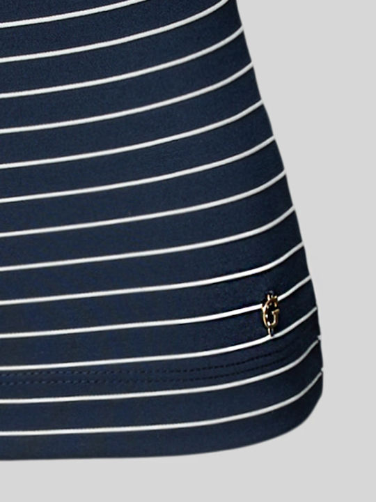 Women's Off-Shoulder Striped White and Blue Blouse