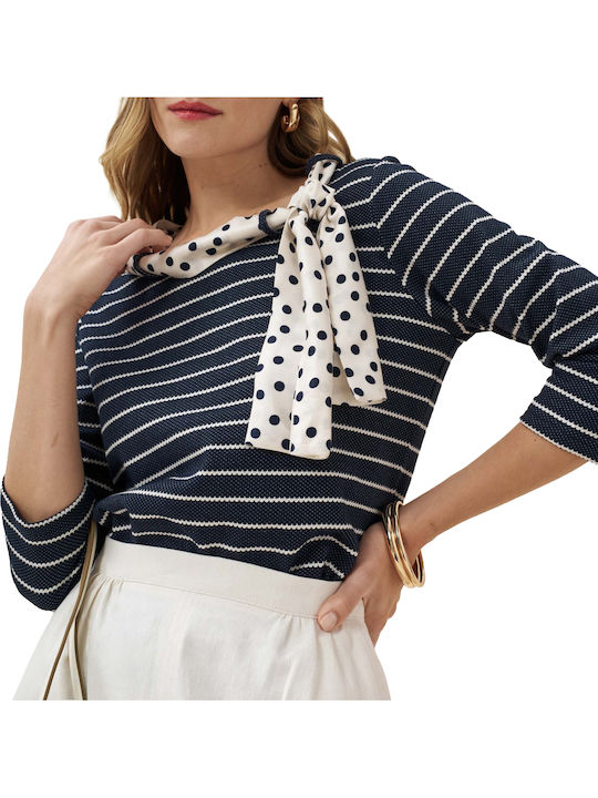 Women's Blouse Striped Blue