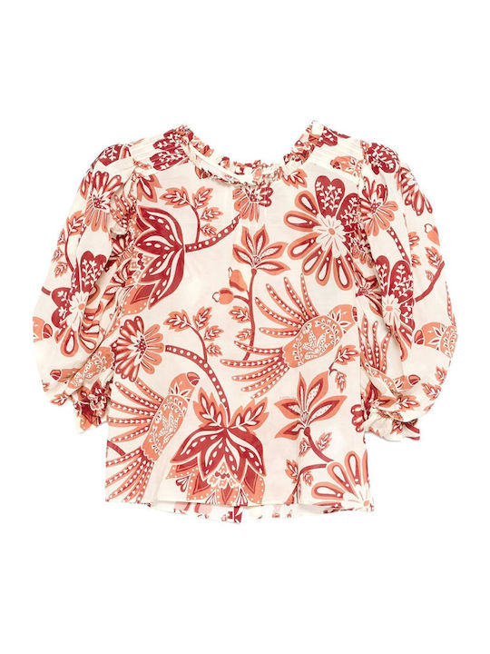 Women's Blouse Ecru-Bordeaux