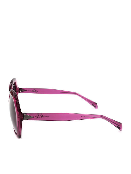 Police Women's Sunglasses with Pink Plastic Frame and Gray Gradient Lens SPLD29 01BV