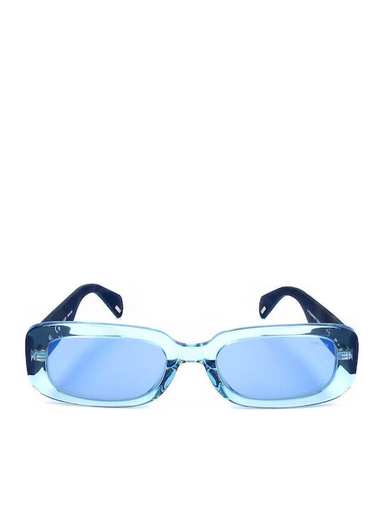 Police Women's Sunglasses with Blue Plastic Frame and Light Blue Lens