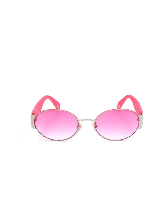 Police Women's Sunglasses with Silver Frame and Pink Gradient Lens SPLA18 0492
