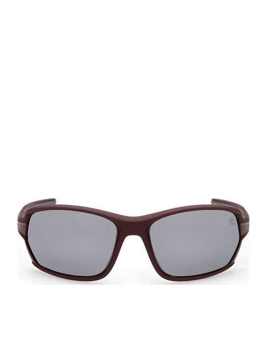 Timberland Men's Sunglasses with Burgundy Plastic Frame and Gray Polarized Lens TB92456667D