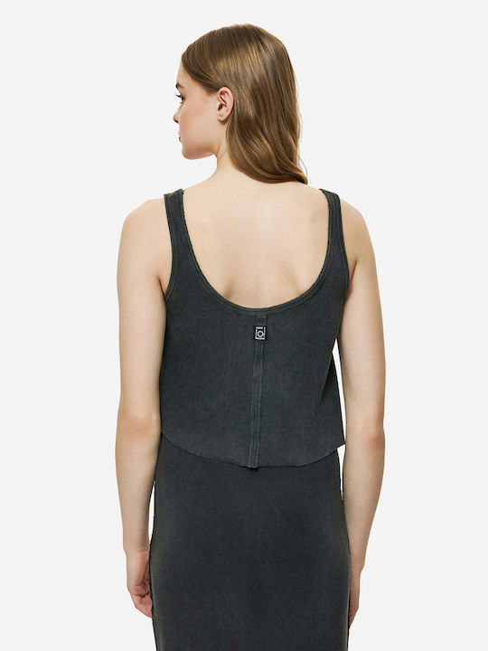Γυναικείο Crop Top Βαμβακερό Αμάνικο Vint Black Black