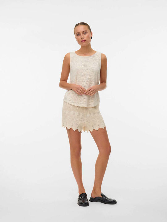Women's Sleeveless Beige Blouse
