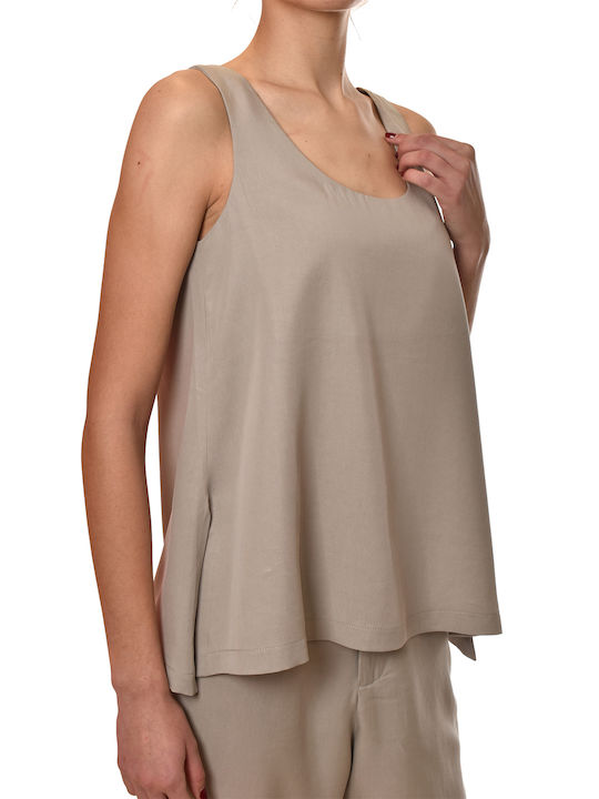 Damen Top Ärmellos Silber Grau