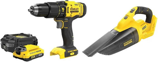 Stanley Set Drill Driver & Broom 18V with 1 Battery 2Ah