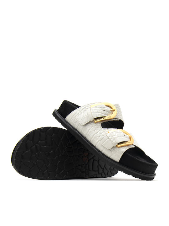 Sandale Casual Damă Din Piele Ecru