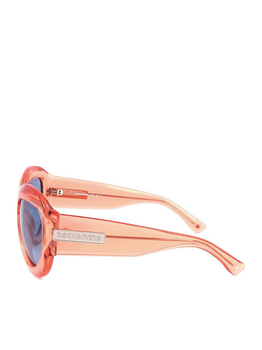 Dsquared2 Women's Sunglasses with Orange Plastic Frame and Light Blue Lens