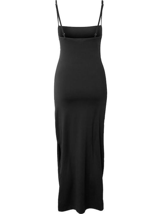 Ladies Summer Midi Evening Dress with Drape Black