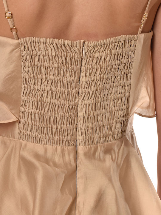 Sommer Maxi Damenkleid für Hochzeit - Taufe Beige
