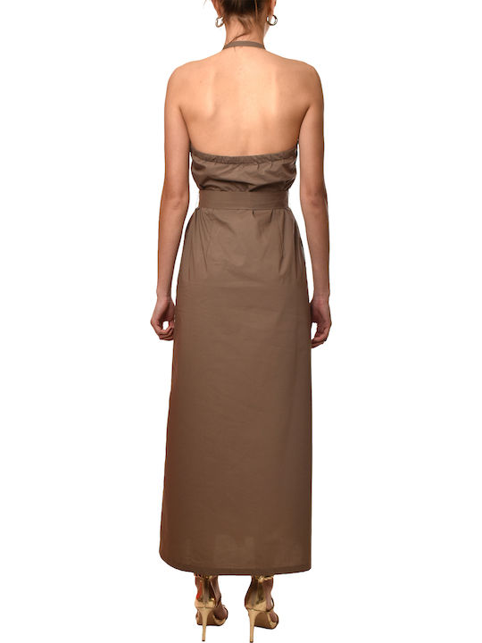 Summer Maxi Evening Dress Brown