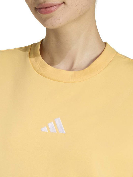 Essentials 3-stripes Καλοκαιρινό Mini Αθλητικό Φόρεμα T-shirt Κοντομάνικο Κίτρινο