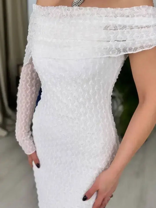 Rochie Maxi De Vară Pentru Nuntă Botez Cu Tul Alb
