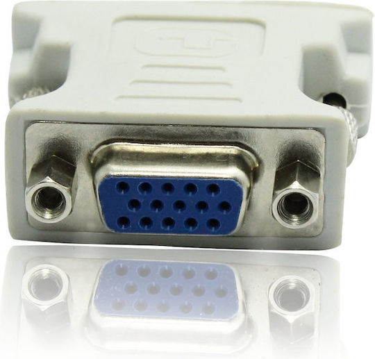 Adaptor DVI la VGA Zola Masculin la Masculin 24+1 Pin VGA 15 Pini Alb
