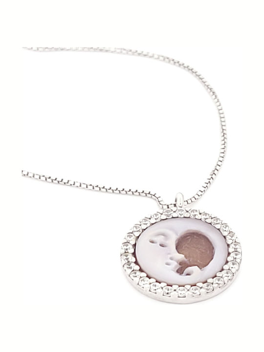 Necklace Moon Silver With Zircon
