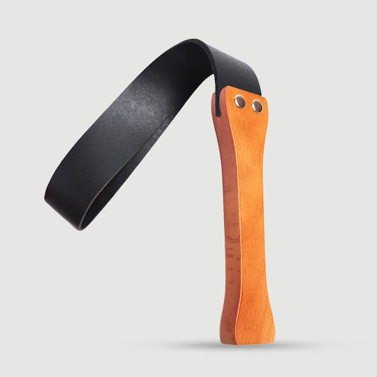 Leather Punishment Strap Wooden Handle Black