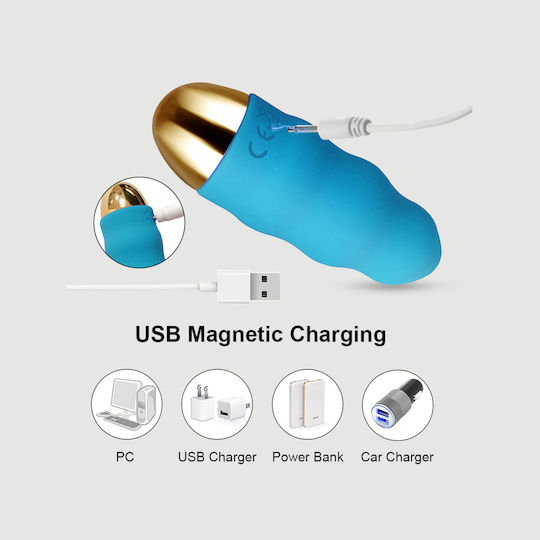 Baloo Ribbed Silicone Remote Controlled Vibrator Blue