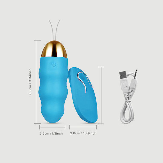 Baloo Ribbed Silicone Remote Controlled Vibrator Blue