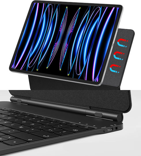 Πληκτρολόγιο Ipad Air 13 Pro 12,9 Magic Trackpad Omoton Kc007 Azerty Μαύρο