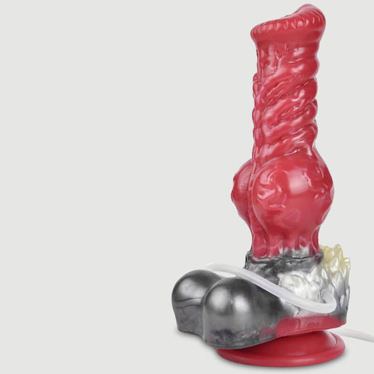 Dog Silicone Dildo Ribs & Ejaculation Furry Silicone Dildo Ejaculation & Suction Cup 21 X 7.5 Cm Red