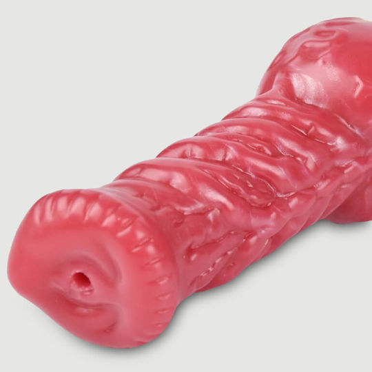 Dog Silicone Dildo Ribs & Ejaculation Furry Silicone Dildo Ejaculation & Suction Cup 21 X 7.5 Cm Red