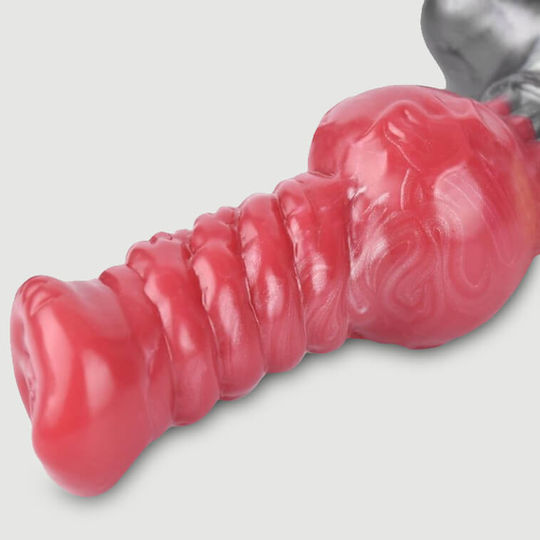 Dog Silicone Dildo Ribs & Ejaculation Furry Silicone Dildo Ejaculation & Suction Cup 21 X 7.5 Cm Red