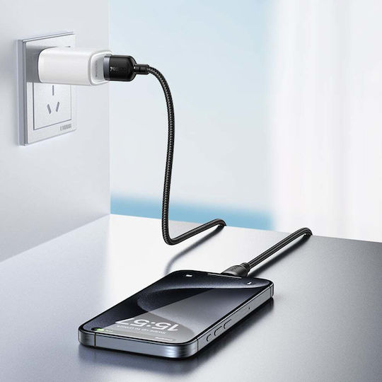 Yesido Braided USB 2.0 Cable USB-C male - USB-A / USB-C 18W Μαύρο 1.2m