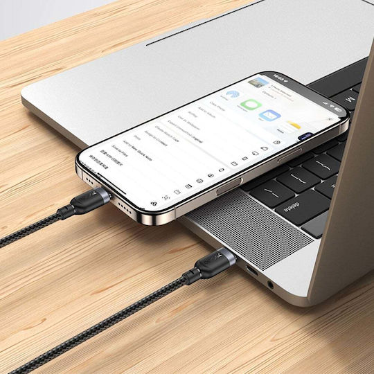 Yesido Braided USB 2.0 Cable USB-C male - USB-C 60W Μαύρο 1.2m