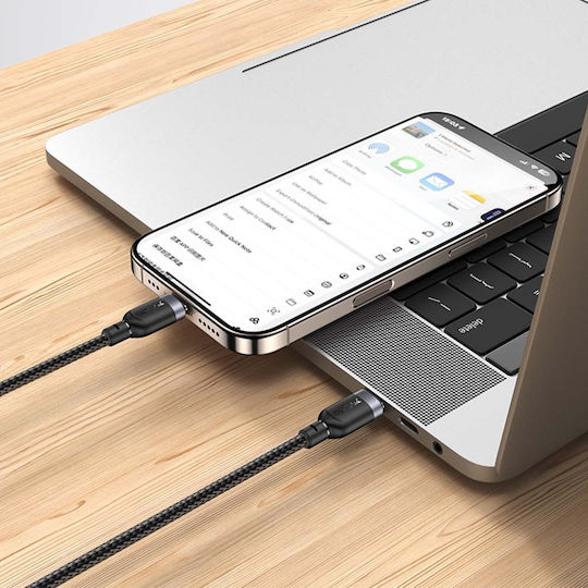 Yesido Braided USB 2.0 Cable USB-C male - USB-C 60W PD Μαύρο 0.3m
