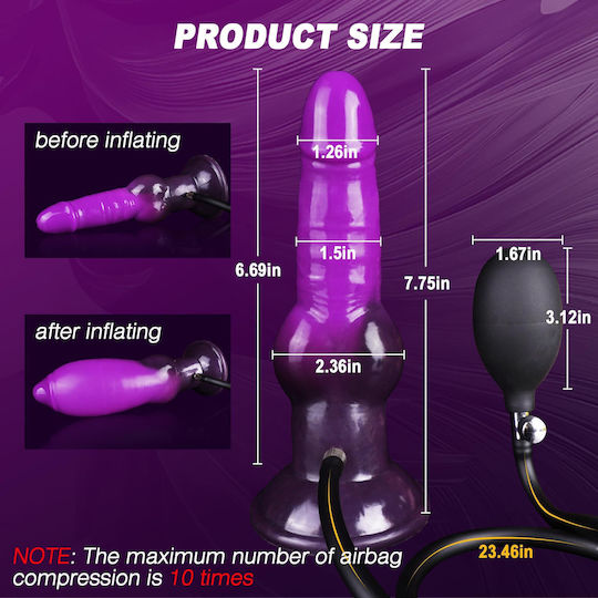 Dildo Realistic Gonflabil Cu Ventuză Violet