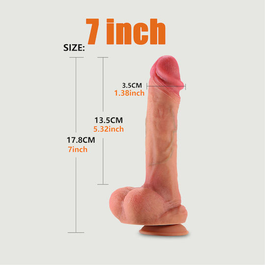 Dildo Realistic Cu Scrotum și Ventuză