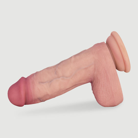 Glass Dildo with Balls and Suction Cup Flesh 18cm