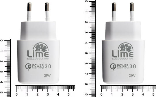 Lime Braided USB-A to Lightning Cable 21W Λευκό 1m LTU22