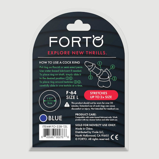Φαρδύ Δαχτυλίδι Πέους Σιλικόνης Forto F-64 50 Mm Wide Silicone Large Cock Ring Μπλε