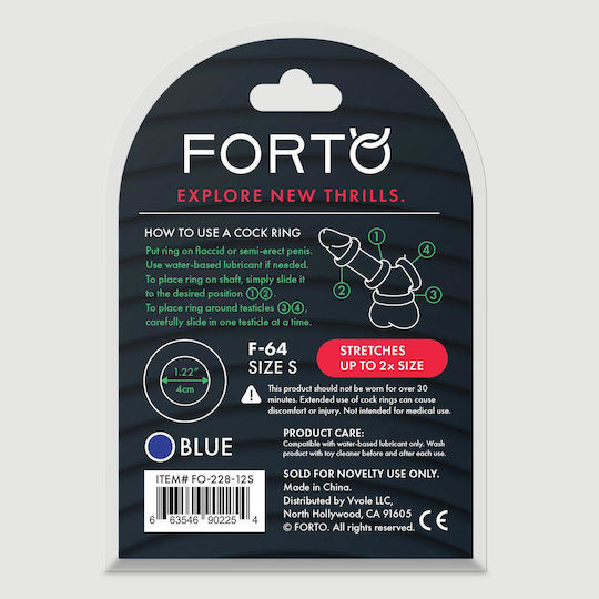 Φαρδύ Δαχτυλίδι Πέους Σιλικόνης Forto F-64 40 Mm Wide Silicone Small Cock Ring Μπλε