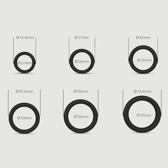Beginner's Silicone Cock Ring Erection Set Black Silicone Cock Rings