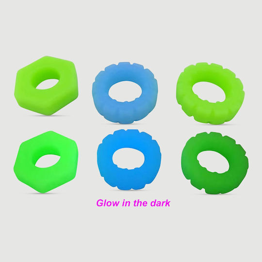 Φωσφοριζέ Δαχτυλίδι Πέους Σιλικόνης Truck Tyre Liquid Silicone Glow In Dark Cock Ring Μπλε