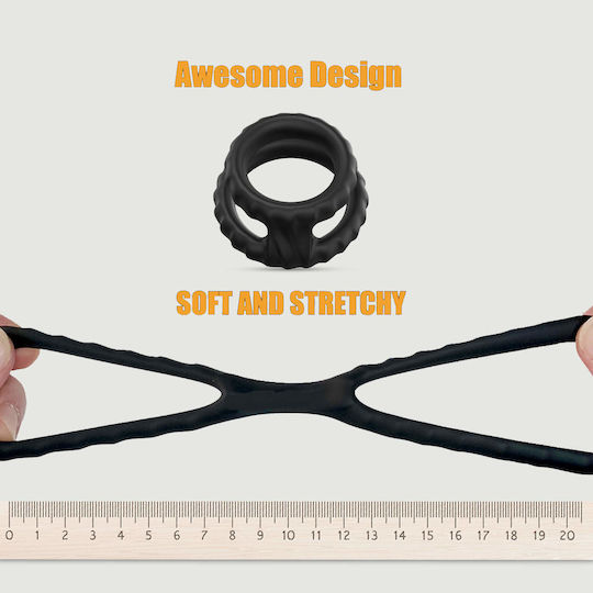 Διπλό Δαχτυλίδι Πέους Σιλικόνης Tyre Silicone Double Cock Ring Μαύρο