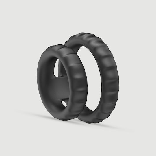 Διπλό Δαχτυλίδι Πέους Σιλικόνης Tyre Silicone Double Cock Ring Μαύρο