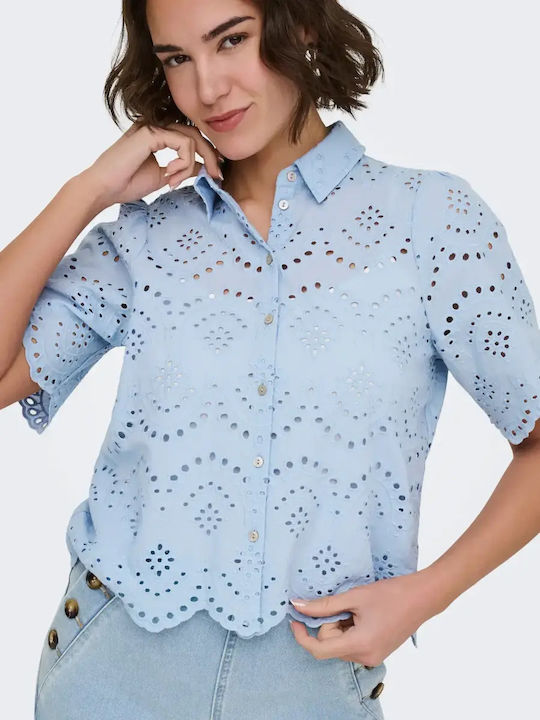 Short Sleeve Women's Shirt Light Blue