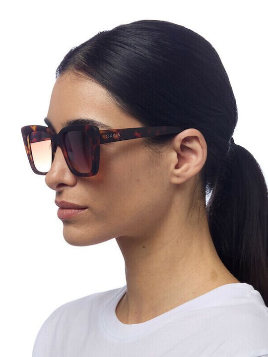 Okkia Elba Woman Sunglasses With Brown Tartaruga Frame And Brown Gradient Lens