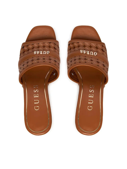 Mules With Chunky High Heel In Brown Colour