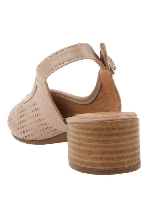 Leather Heels Beige