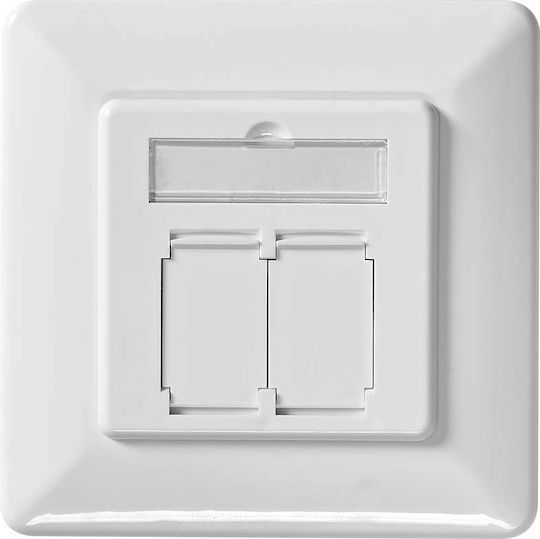 Nedis Wall Ethernet Socket Double Female Ports Rj45 Cat6a Recessed White