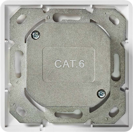 Nedis Priză Dublă Femelă Rj45 Cat6 Ethernet de Perete pentru Rețea Albă