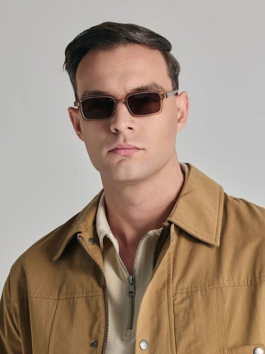 Faos Women's Sunglasses with Beige Horn-Rimmed Frame and Beige Gradient Lens