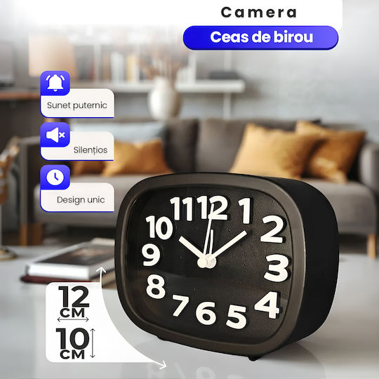 Cameră Spion Ascunsă în Ceas Deșteptător Wifi Card 8gb 4k Transmisie Live Full Hd 1080p Detectare Mișcare Alarmă Funcțională Monitorizare 24/7 Acces De La Distanță