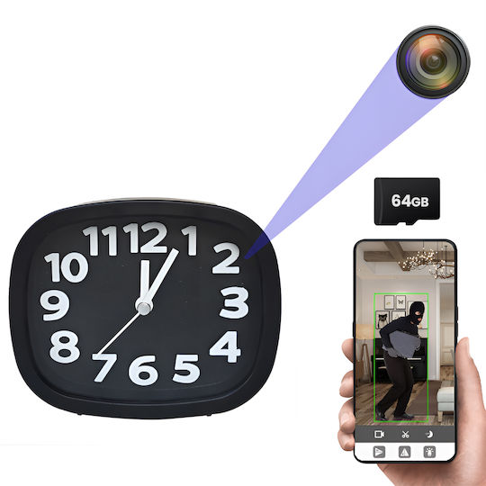 Cameră Spion Ascunsă Ceas Deșteptător Wifi Card 64gb 4k Transmisie Live Full Hd 1080p Detectare Mișcare Ceas Funcțional Monitorizare 24/7 Acces De La Distanță