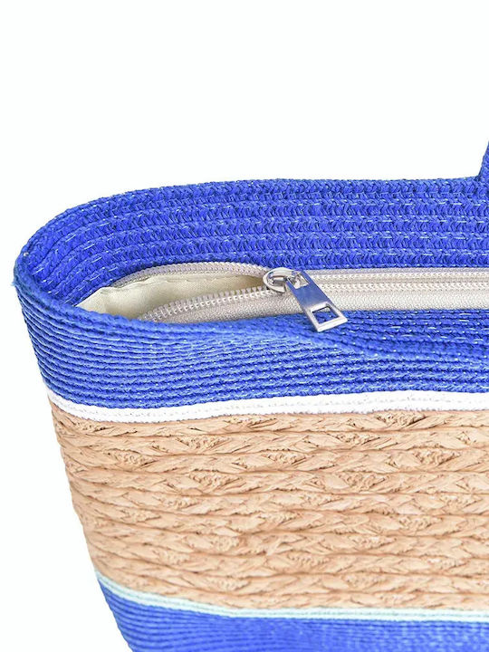 Ble Resort Collection Ψάθινη Τσάντα Θαλάσσης Μπλε